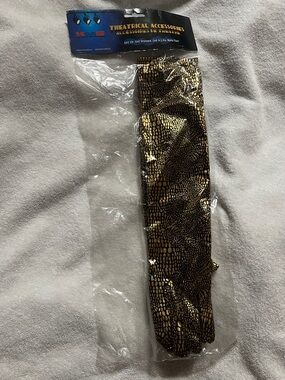 Gold & Black Snake-Print Theatrical Gloves